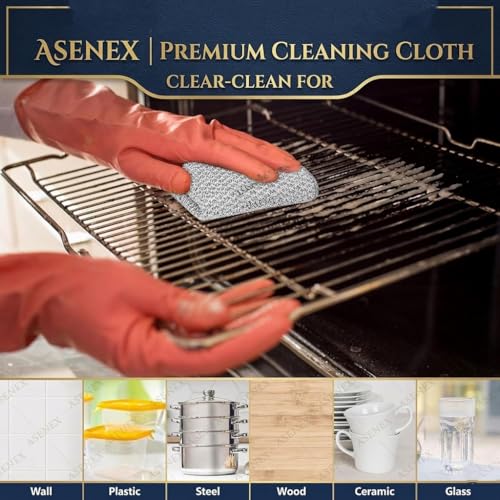Image of 10 Pack Non-Scratch Wire Dishcloth,Premium Steel Scrubber for Utensils Cleaning, Multipurpose Dish Wash Cloth for Kitchen Cleaning - Dishes, Sink & Counter