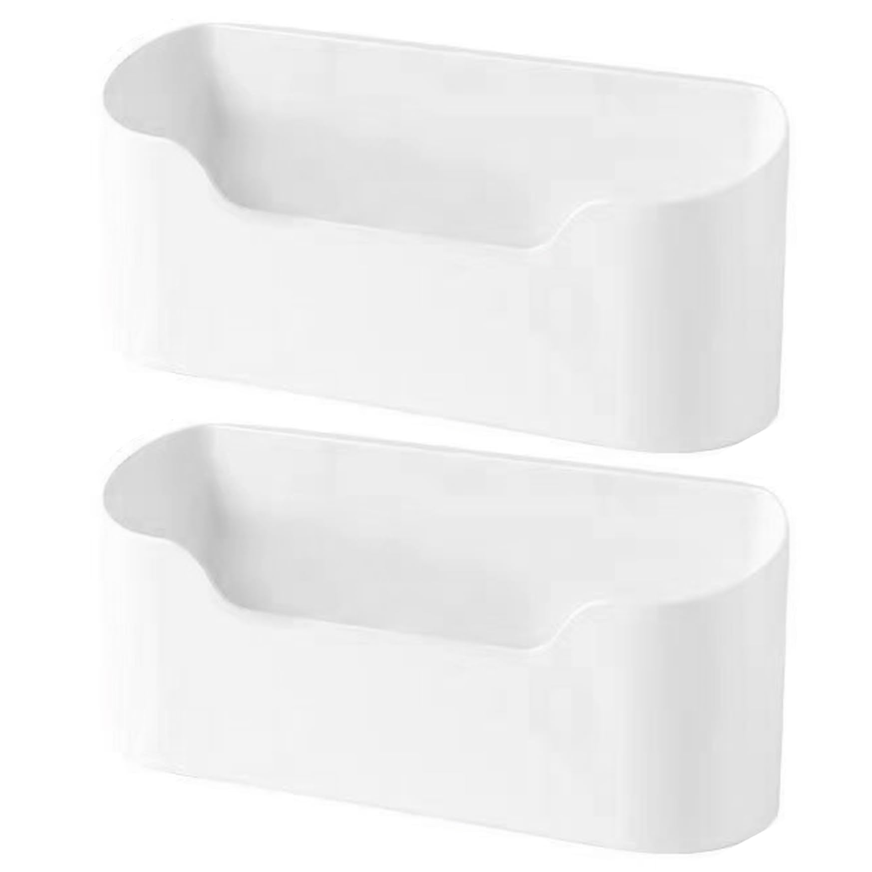 Uanqfegy White Adhesive Cabinet Door Organizer, 2-Pack Stackable Plastic Storage Box For Kitchen, Bathroom, Pantry & Office, Space Saver