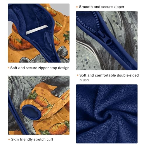 Hippo Among Many Carrots Toddler Fleece Jacket Girl Boys Hooded Fleece Jacket Coat Warm Outwear Zip-up 3-10T3