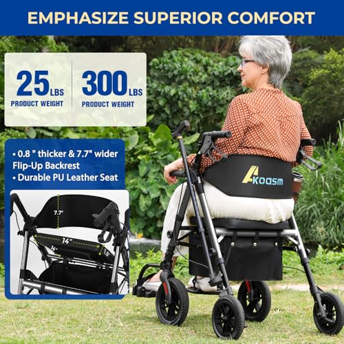 Image of Foldable Walkers for Seniors with Seat, 2 in 1 Rollator Wheelchair Combo