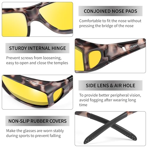 Image of URUMQI Night Vision Driving Glasses Fit Over Eyeglasses for Men Women