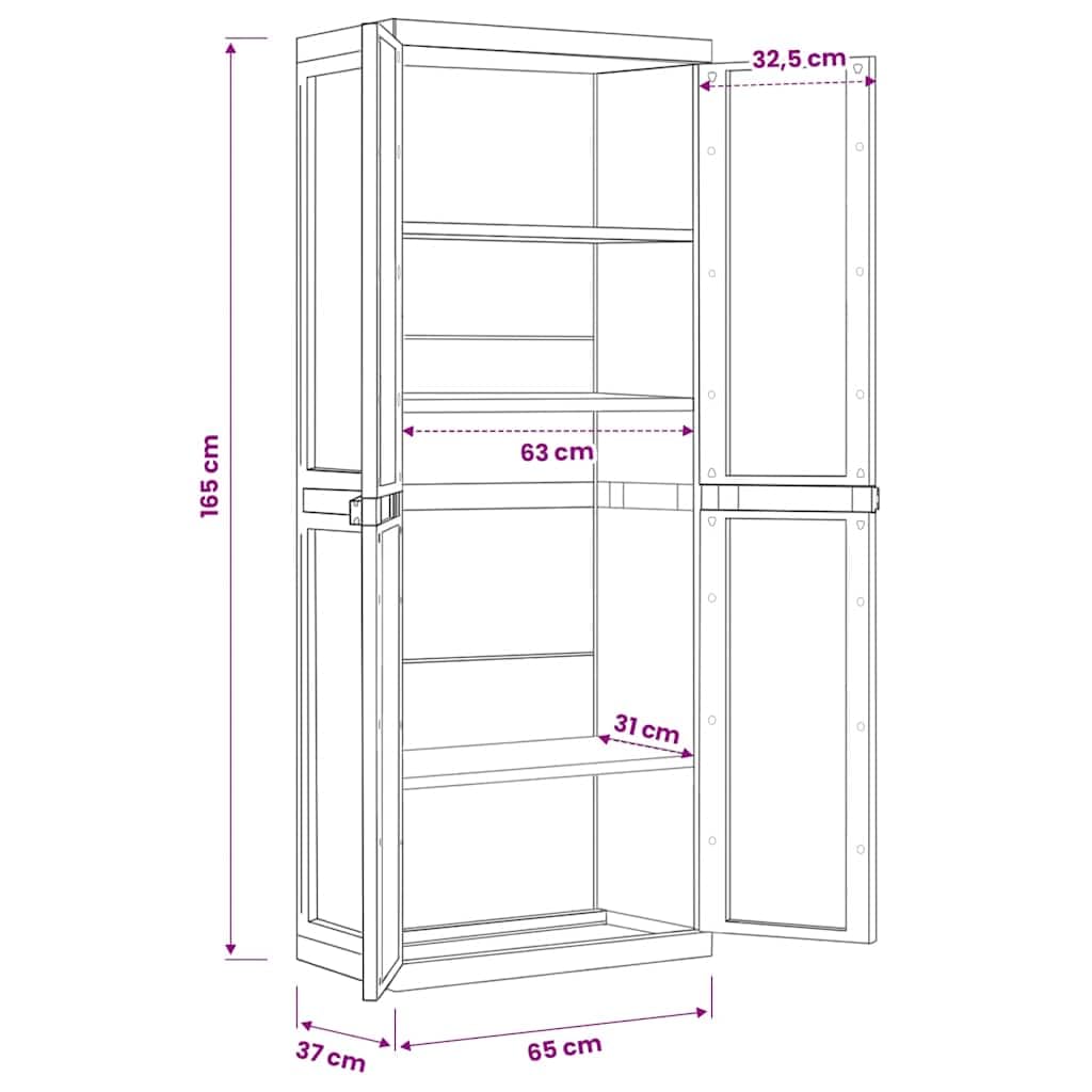 Armoire de Rangement Jardin, Armoire d'extérieur Haute noir 65x37x165 cm PP