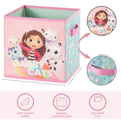 Image of Idea Nuova Gabby's Dollhouse Set of 2 Collapsible Storage Cubes with Carry Handles, Kids Room & Playroom Organizer Bins, 10 inch x 10 inch