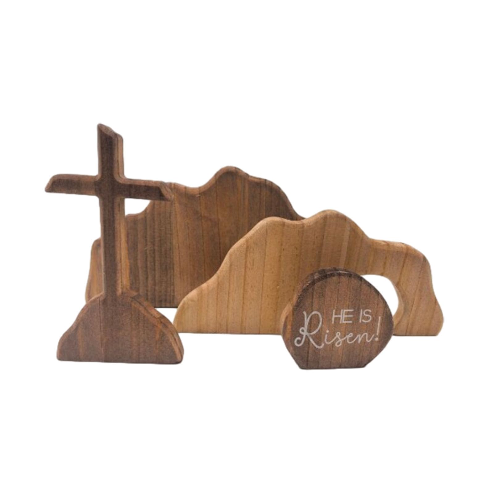 matumou Empty Tomb Easter Scene Decor Wooden Easter Resurrection Scene Jesus Tomb Tray Set Jesus Nativity Scene Ornament for Religious