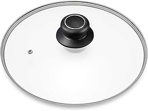 10.5 Inch Glass Lid for Frying Pan, Fry Pan Lid, Skillet Lid, Pan Lid with Handle Coated, Fits Lodge 10.5 Inch Cast Iron Skillets 10.5"/26cm, Clear