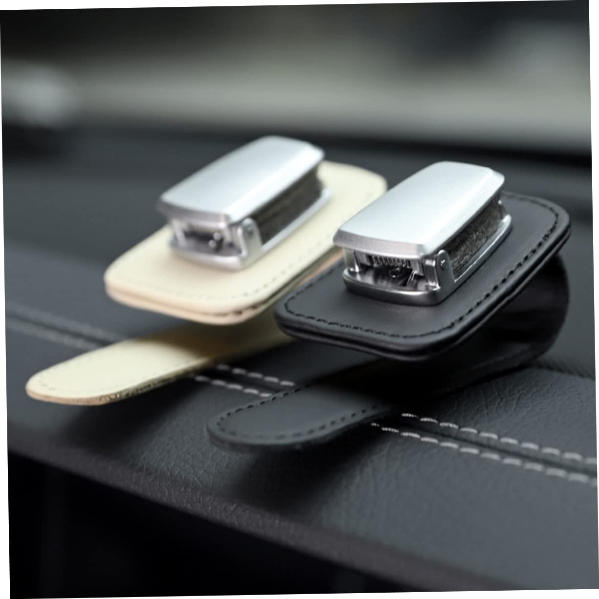 Mikinona 3piezas Soporte para Gafas De PU Clip para Visera De Coche Organizador De Gafas y Tarjetas Accesorio Práctico para Vehículos