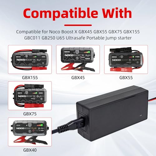 AC/DC Adapter Charger Cable for NOCO Jump Starter Compatible with NOCO GB70 GB150 GB250+ GB251+ GB500 GB500+ Genius Boos - Additional View