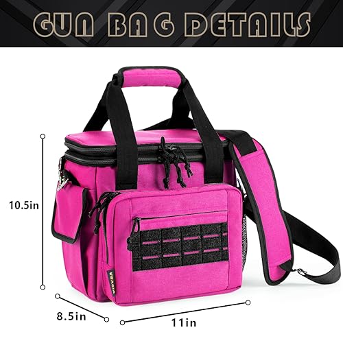 VEAGIA Tactical Range Bag,Pistol Case,Soft Gun Case Range Bags For Handguns And Ammo Safe Lockable Double Layer Explosion Proof Zipper Multi Pistol Carrying Bags (Pink) - Thumbnail 5