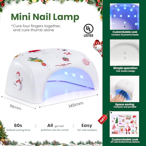 Image of Beetles 80 Pcs Christmas Gel Nail Polish Kit with U V Light - 55 Color Gel Nail Kit Gifts for Women Soak Off Color Enchantment Winter Red Nails Art Home DIY Salon Beginners Manicure Set