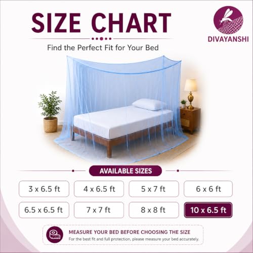 Image of Divayanshi Foldable Polycotton Mosquito Net (Machhardani) for Single Bed (Blue, 4 x 6.5 ft) | Strong & Breathable | Easy Setup, Lightweight, Portable & Ideal for Home & Travel