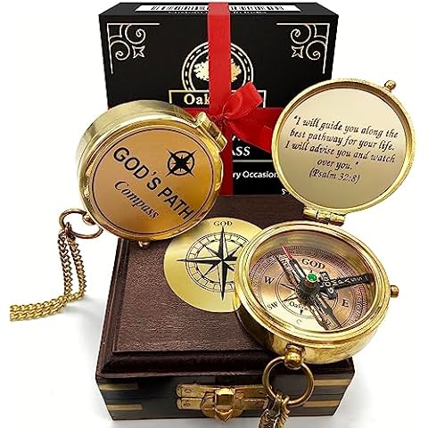 God's Path Compass - Religious Gifts for Men, Baptism Gift for Teenage Boys, Christian, Catholic, Communion, Confirmation, Graduation, Christmas Inspirational & Sentimental Present + Greeting Card Cover