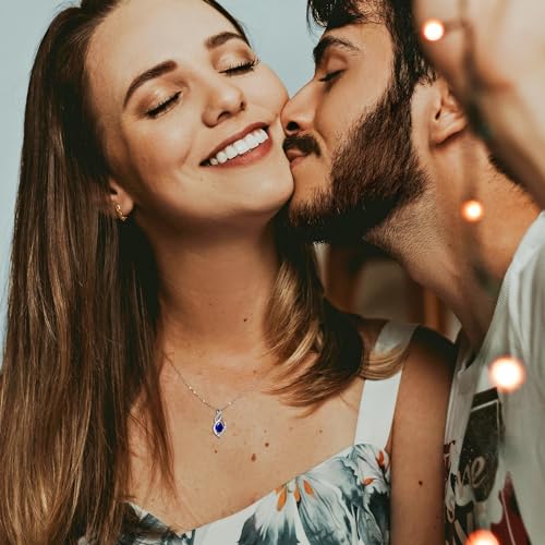 FANCIME Birthstone Necklace for Women Teardrop Necklace S925 Sterling Silver Infinity Love Birthday Gifts for Mom Women Girls, 16"+2" Inches3
