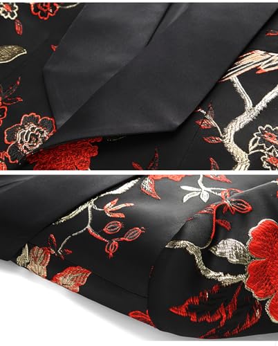 Men's Suits, 3 Piece Flower and Bird Jacquard Slim fit Oversized Suit, for Casual Wedding Banquets Proms Party Suit4
