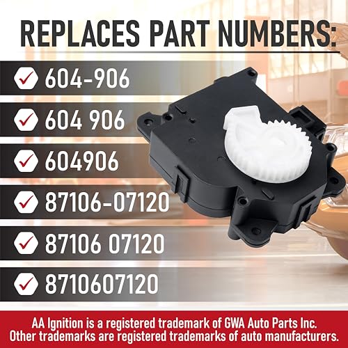 Image of HVAC Air Blend Door Actuator Heater Replacement by AA Ignition - Compatible with Lexus & Toyota - ES300h, ES350, RX350, Avalon, Camry, Highlander, Sienna - Replaces 604-906, 87106-07120 - Right Main