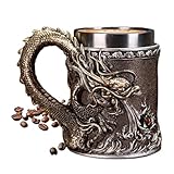 Generisch Boccale Medievale Del Drago - 14 X 9 X 17 Cm Manico Ergonómico Stoviglie Retrò, Tazze Da Caffè E Tè Di Dei Decor Tavolo | Per Uomini Donne Casa Ufficio Scuola Compleanno Capodanno