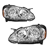 Torchbeam Headlights Assembly Compatible with 2003-2008 Corolla CE/LE/S Pair Front Light Chrome Housing Amber Reflector OE Style Automotive Headlight Assemblies Driver and Passenger Side