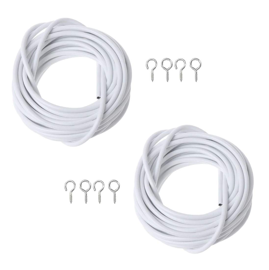 Xfort 2 Pack Curtain Wire With 4 Pairs Of Hooks Eyes Multi