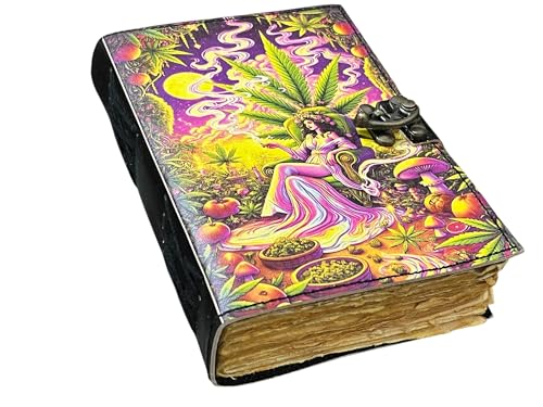 Carnet en cuir grimoire fait main avec papier à bords frangés style sorcière boho