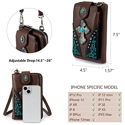 Image of Montana West Western Crossbody Phone Wallet for Women RFID Blocking Wallet Purse with Cash Slots & Zipper Pocket