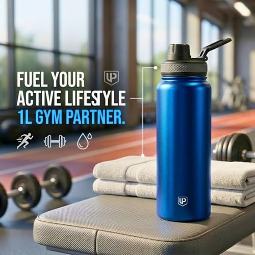 Image of 1L Stainless Steel Water Bottle - Leakproof Fridge Bottle, BPA-Free & Rust Proof Metal Flask, 1000ml Sipper Bottle for School, Office, Gym & Home (Royale Blue)