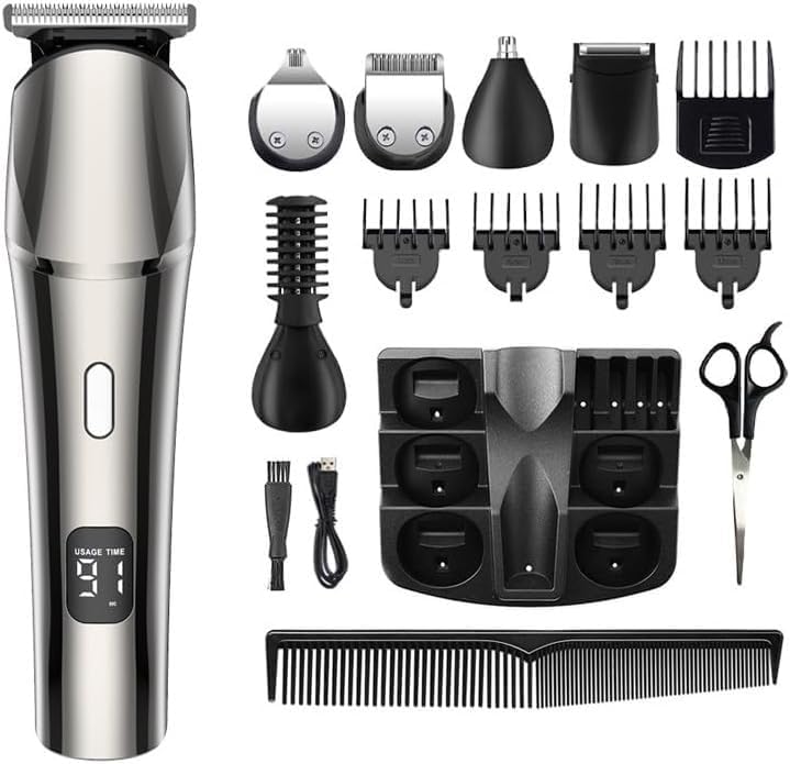 Electric Hair Clipper Set with Digital Display Charging Professional Oil Carving Push