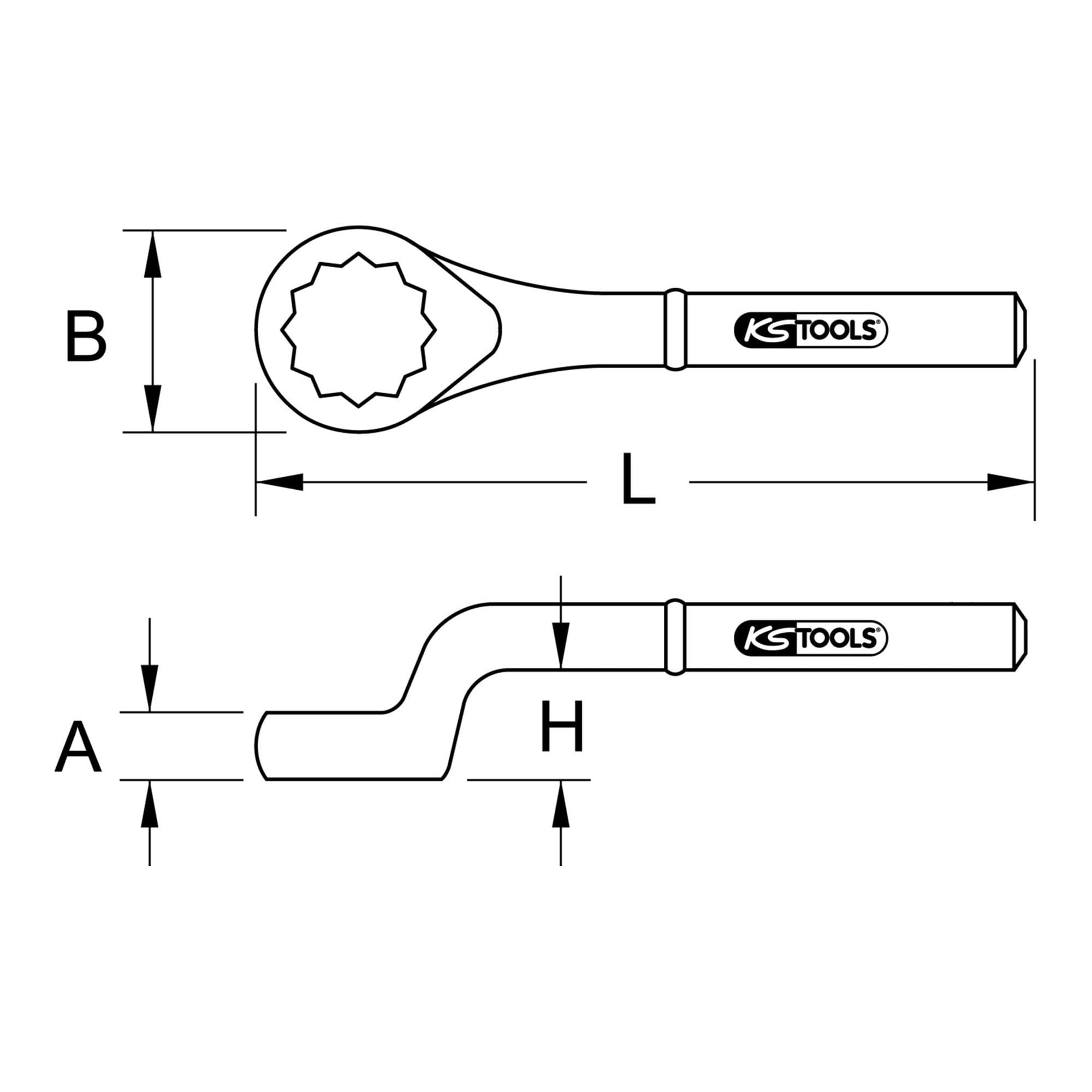KS Tools 963.7835 Llave de estrella para impacto BRONZEplus, acodada 27 mm