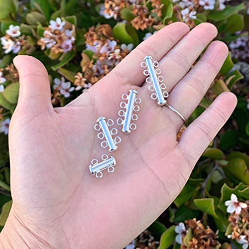 Adabele SS92-3 (1PC) 1Pc Adabele Authentic Sterling Silver 3 Strands Multi-Strand Slide Lock Tube Clasp Set Tarnish Resistant Rhodium Plated Jewelry Making Clasp Ss92-3 thumb #1