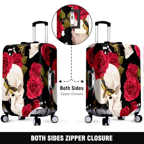 Travel Luggage Cover Suitcase Protector Scratch-Resistant Fit Not Included Suitcase Skull With Flowers And A Moth XL-30-32in2