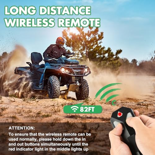 Image of STIMULATER 3000lb ATV Winch,Electric Winch 12V,Steel Cable Winch, with Wireless Remote and Manual Switch, with Hawse Fairlead & Hook,IP67 Waterproof,Suitable for Most Trailers and ATV winchs