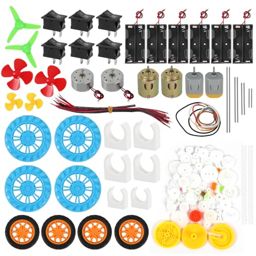 DC Motors Kit DIY Science Projects DC Motor Kit 3V-12V 25000RPM Mini Electric Hobby Motors with Plastic Gears, Battery Holder, Boat Rocker Switch, Shaft Propeller