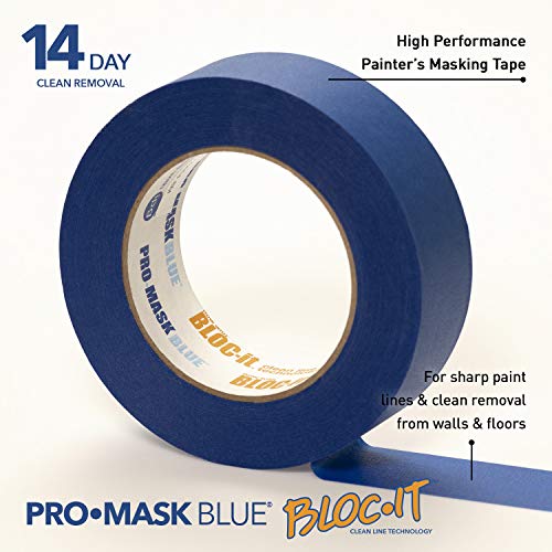 Image of IPG ProMask Blue with BLOC-It, Premium 14-Day Masking Tape, 1.41 inch x 60 yd, Blue, (Single Roll)