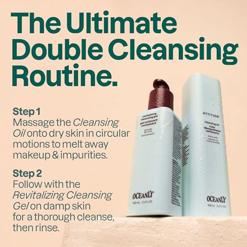 Image of ATTITUDE Cleansing Oil, Makeup Removing Face Cleanser with Squalane & Castor Oil for Soft, Hydrated Skin, EWG Verified, Vegan, Unscented, 3.4 Fl Oz, (Pack of 6)