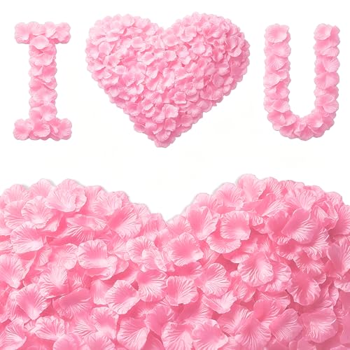 VKshop 2400 Pink Rose Petals Artificial Roses Petals for Valentines Day Romantic Night Wedding - Fake Roses Flower Petals for Party Anniversary Decorations