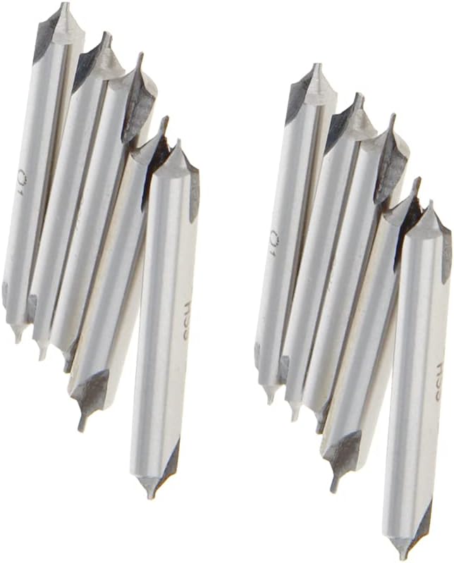 Auniwaig 1mm x 5mm Center Drill Bits Combined Drill Countersink Lathe Mill Tool Set HSS-6542 60 Degree Combined Drills Plain Type B with Protective Cone 10pcs