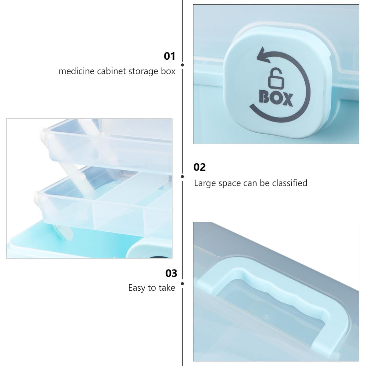 Veemoon Botiquín Portátil para Primeros Auxilios Diseño Giratorio y Resistente a Impactos, Caja de Medicamentos de Plástico Asa para Uso en Hogar y Exteriores