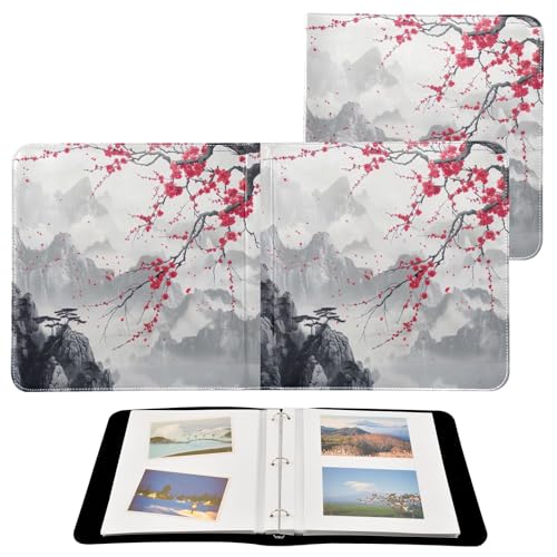 Álbum de fotos adhesivo DIY encuadernador de anillas 3 anillos pintura montaña tinta 40 páginas 8x10 para recuerdos miniatura 2