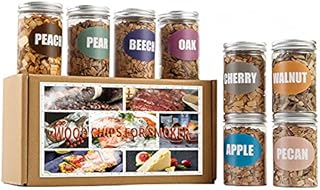 Natual Wood Chips for Smoker, (8 Gift Pack - Apple, Cherry, Oak, Pecan, Pear, Peach, Walnut, Beech) 8 OZ Each| Smoker Woodchips for Smoking Gun and BBQ, Great for Beef Pork Chicken Fish and Whisky