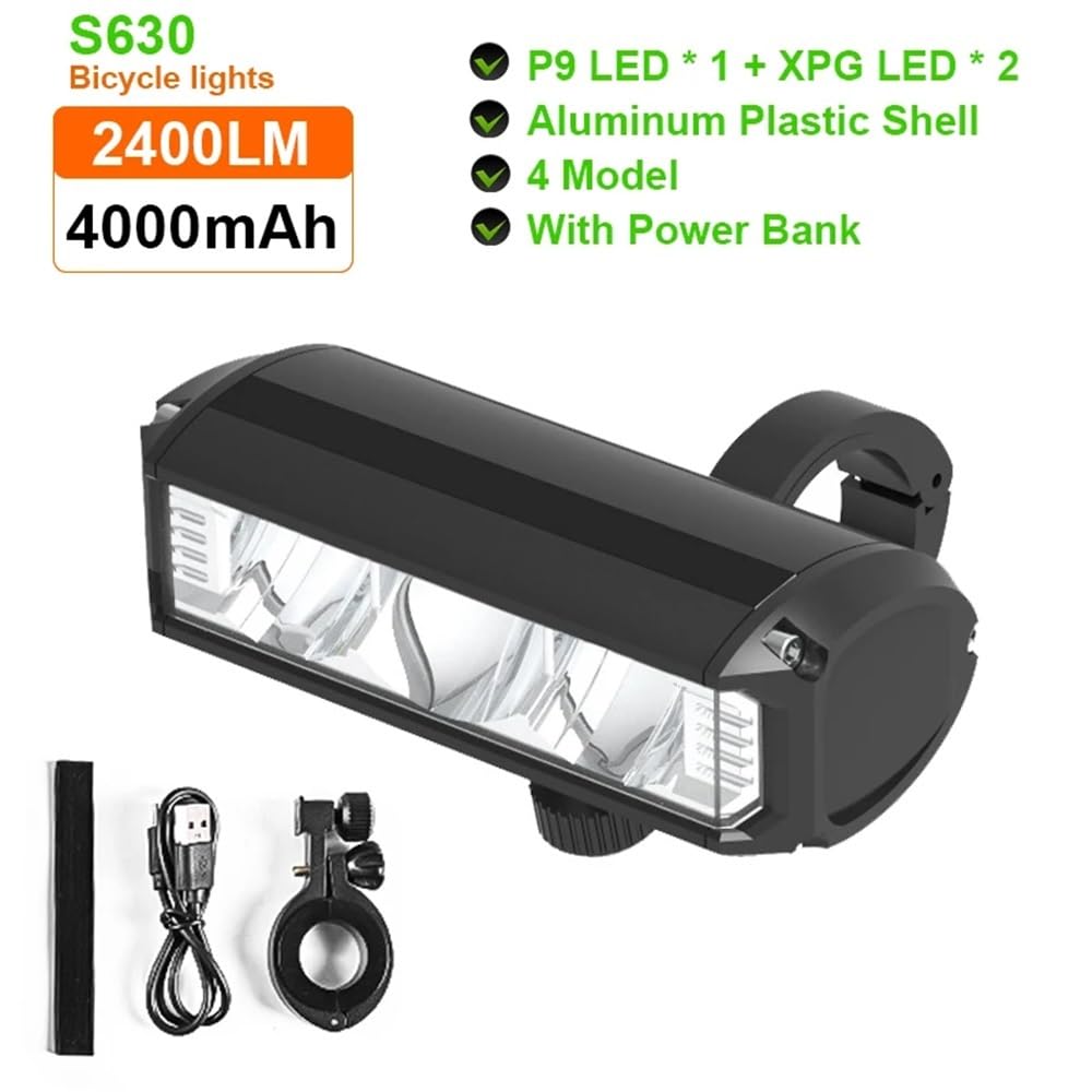 Światło rowerowe 8000mAh 5 LED Światło rowerowe przednie Akumulatorowa latarka LED 5200LM Światło czołowe z power bankiem Akcesoria rowerowe(S610)