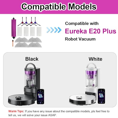 Image of E20 Plus Replacement Parts Compatible with Eureka E20 Plus Combo Robot Vacuum, Accessories Including 1 Main Brush,4 Side Brush,4 mop Pads,4 Hepa Filter