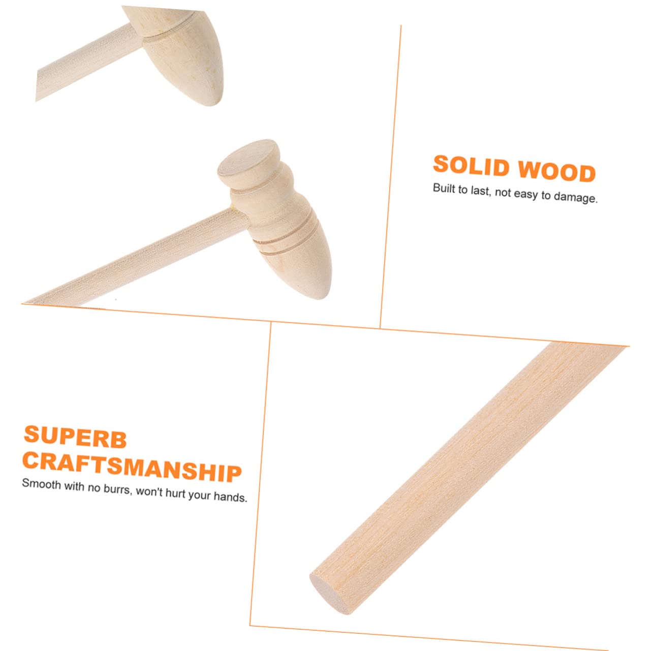 BESPORTBLE 16Pcs Wooden Mallets for Safe and Smooth Hammering for Hand Eye Coordination Lightweight and Comfortable Grip Educational Pounding Tool