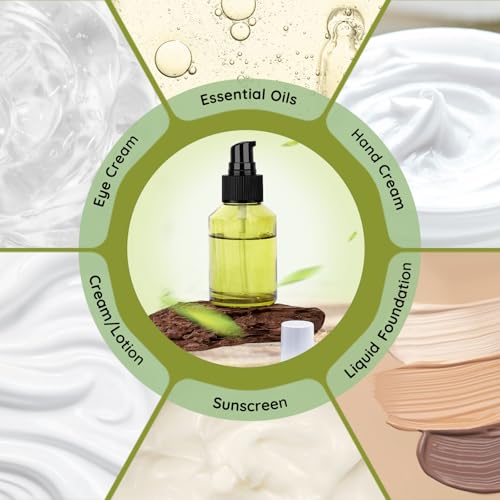 Segbeauty 18pcs 2oz Glass Travel Lotion Container Refillable, Small Travel Containers for Creams, 60ml Mini Empty Lotion Bottles with Pump Dispenser, Cosmetic Skincare Containers Sample Cream Bottle4