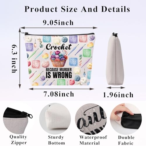 PLITI Crocheting Gifts Crochet Gifts for Crocheters Crochet Lover Gift Crochet Because Murder is Wrong Crochet Knitting Bag (Wrong Crochet BagU) - Image 2