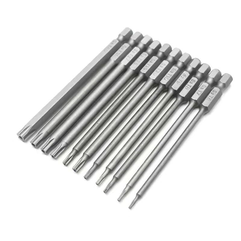 100mm Torx Screwdriver Bit Sets, 11pcs Star Magnetic Screwdriver Bits Set T6-T40 1/4 Inch S2 Steel Security Torx Screwdrivers Impact Driver Bit Set