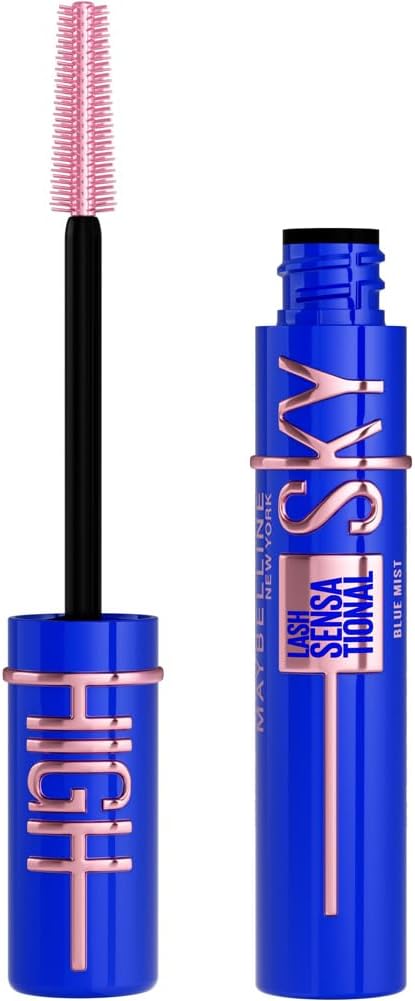 Blue Mascara, Lash Sensational Sky High Volumizing & Thickening, Eyelash Lengthening, Flake-Free Formula, Washable Coloured Mascara Infused with Bamboo Extract, Colour: Blue Mist