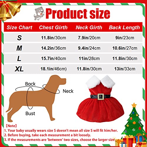 Dog Christmas Costume Puppy Dress, Santa Claus Pet Clothes Velvet Skirt Thermal Shirt Winter Coat Xmas Holiday Apparel Cute Girl Clothing Red Dresses, Dog Outfit For Small Medium Dogs Cats (S, Red) #TOP5
