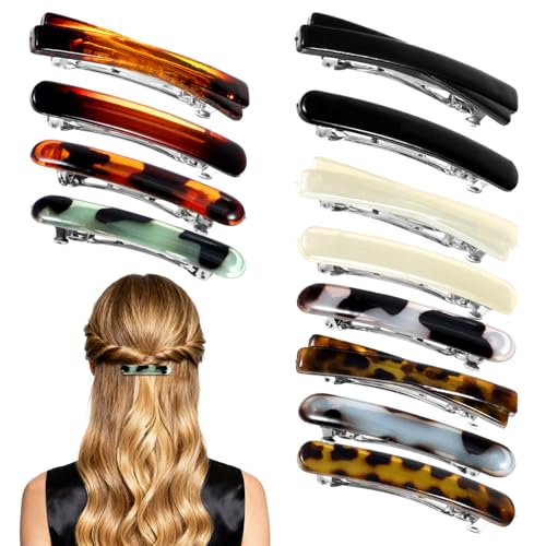Nogeqi 12 piezas pinzas para cabello estilo francés para mujer, 6.5 cm, diseño de carey y leopardo miniatura 1