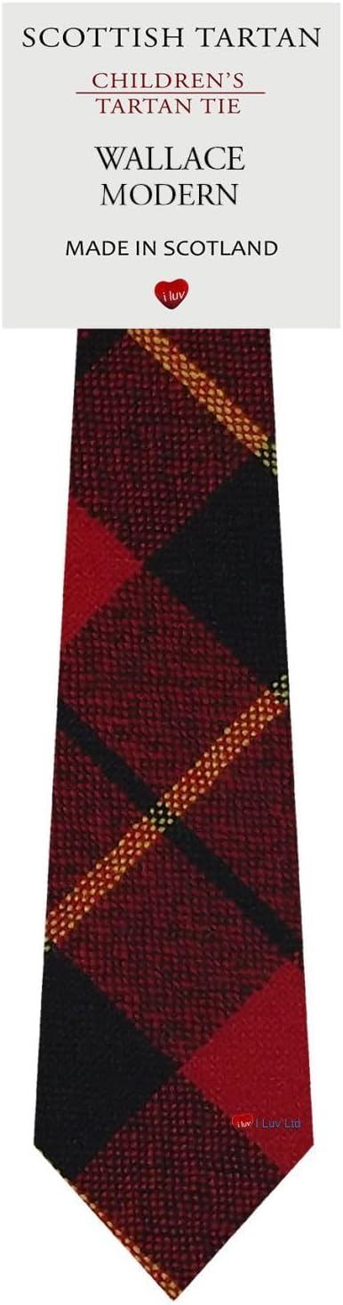 I LUV LTD Boys All Wool Tie Woven And Made in Scotland in Wallace Modern Tartan