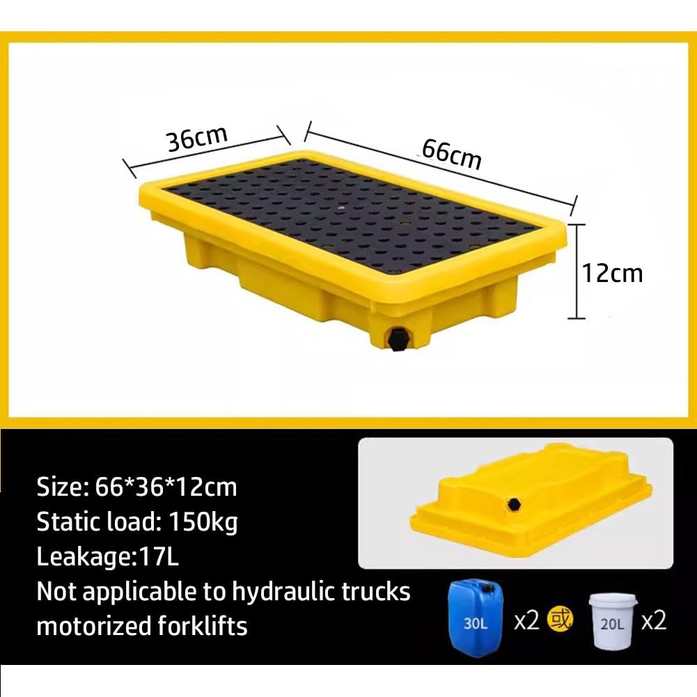 exproyzk Plataforma Modular de contención de vertidos, Plataforma de contención de derrames de bidones, Paleta de plástico a Prueba de Fugas(66 * 36 * 12cm)