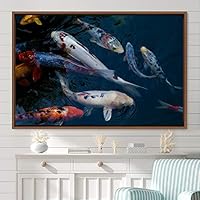 Framed Canvas Wall Art Swimming Free Cool Group Marine Life Multicolor Nautical Photography Realism Relax/Calm Whale - 16x24 inches