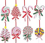 8 Pieces Christmas Lollipop Ornaments,Christmas Candies Polymer Clay Ornament ,Xmas Decor Candy Cane